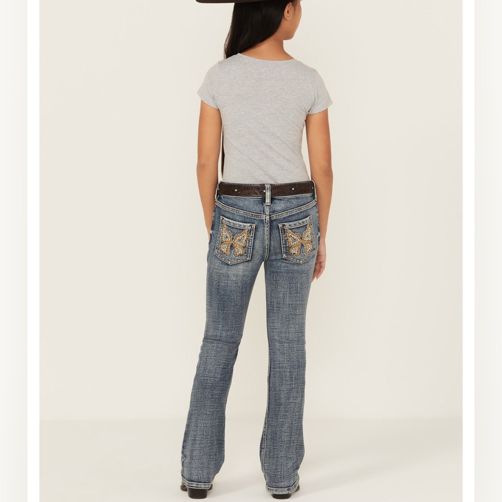 Shyanne Blue Flare Jeans with Embellished Pockets